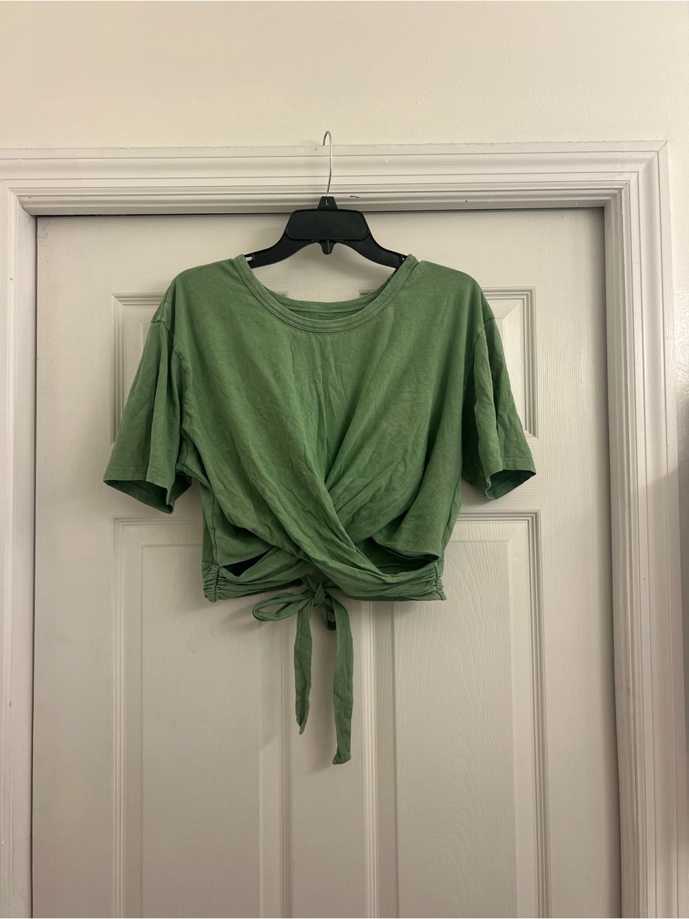 aerie Green Tie-Front Crop Tee